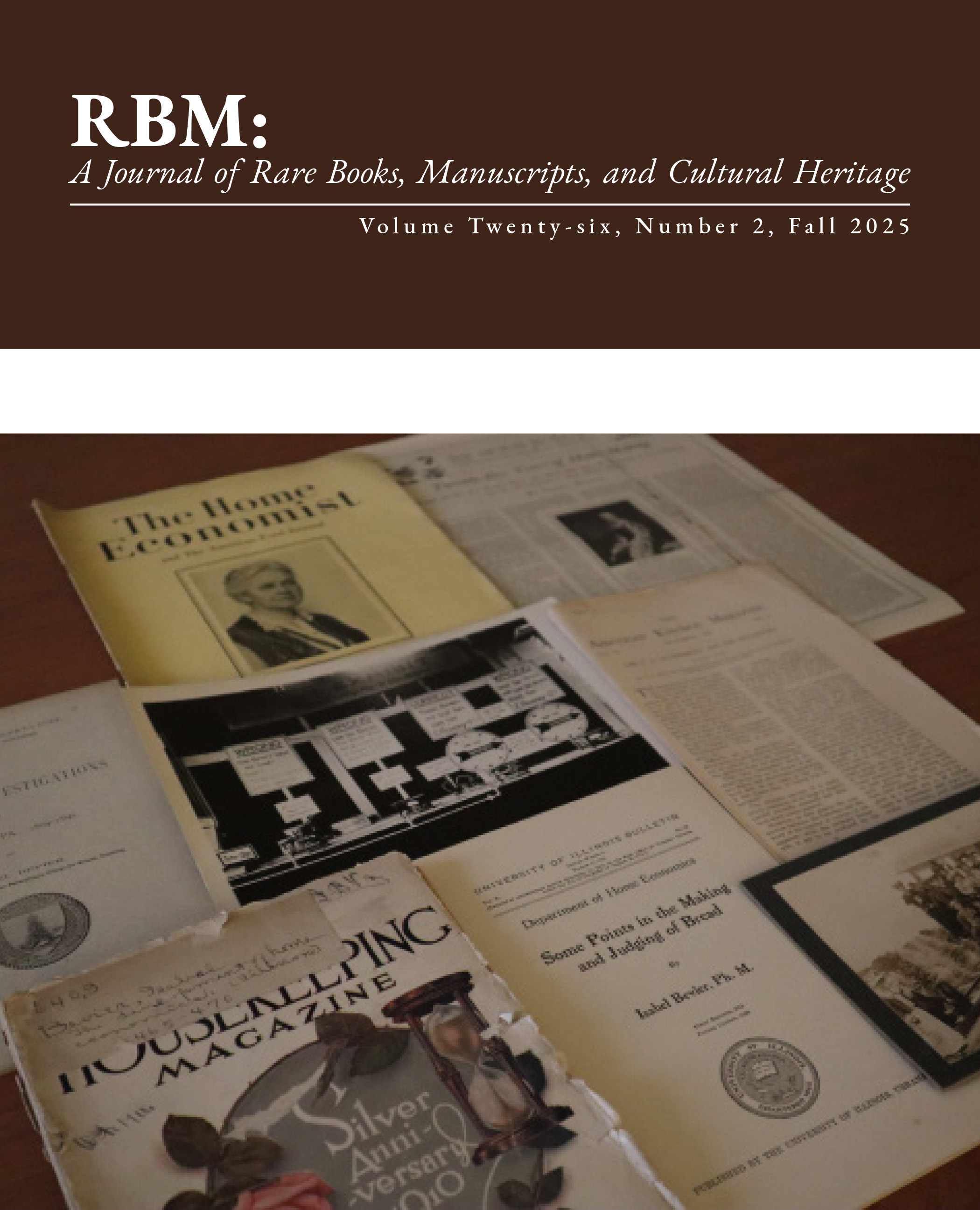 RBM: A Journal of Rare Books, Manuscripts, and Cultural Heritage, Volume Twenty-Six, Number 2, Fall 2025