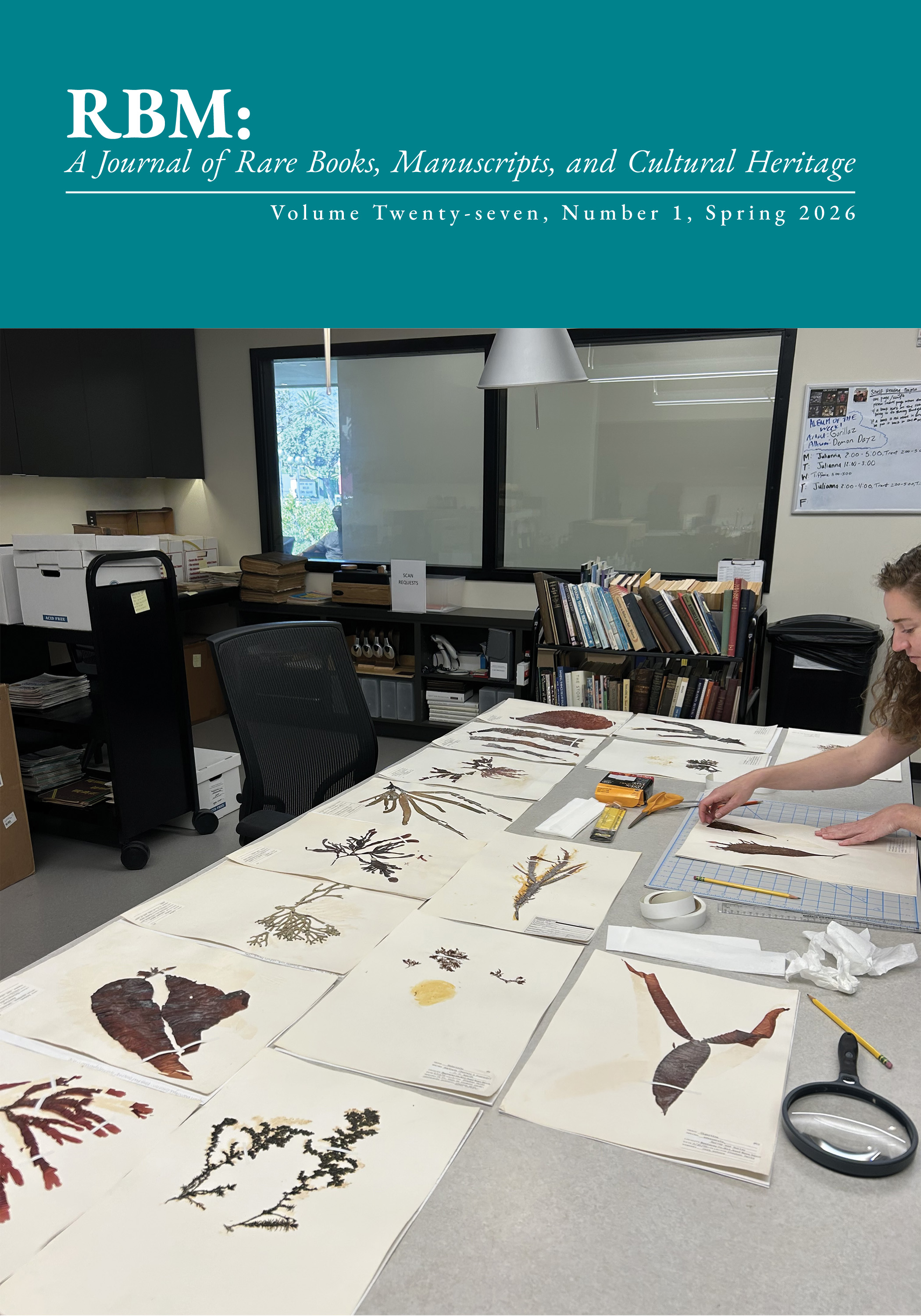 RBM: A Journal of Rare Books, Manuscripts, and Cultural Heritage, Volume Twenty-Seven, Number 1, Spring 2026